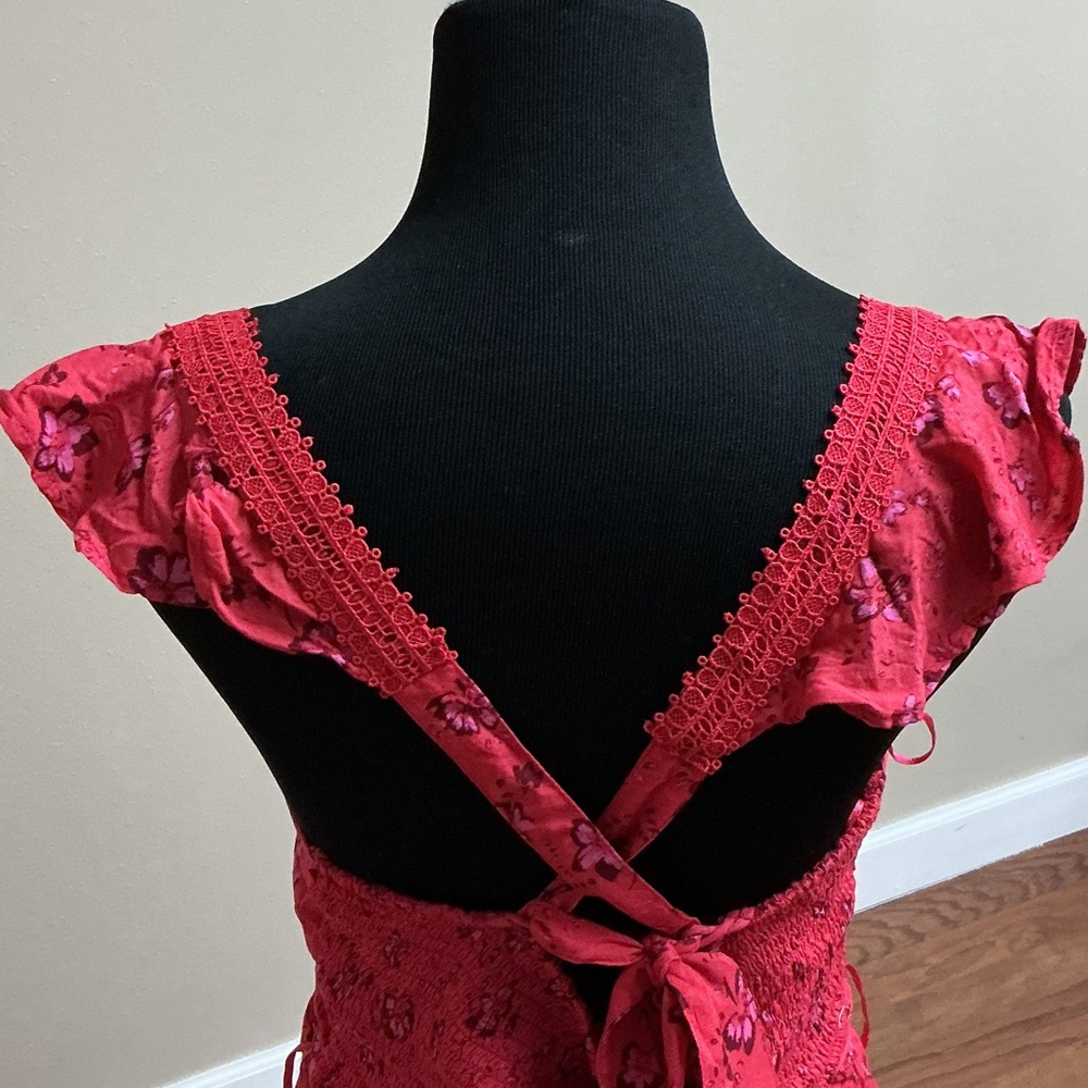 Free People Boho Floral Red Women's 2p  Skirt /matching Top. Festival , cottage - Picture 11 of 15